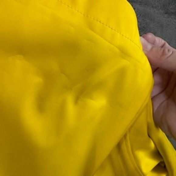 Petit Bateau Yellow Raincoat Hooded Rain Jacket Striped Lining Womens Med - Picture 10 of 11